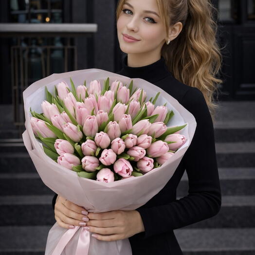 51 розовый тюльпан