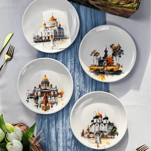 Набор тарелок плоских 4 шт в подарок