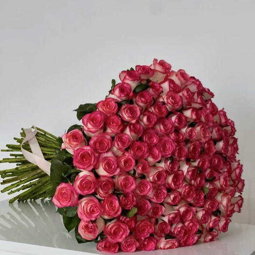 Розовые розы 60см, 101 шт
