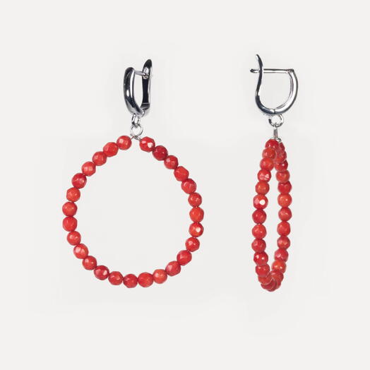 Серьги Ирис Красный коралл Rh+ (EAR1145)