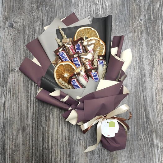 Мини сладкий букет с сушеными апельсинами "Компактный"🍫🍊 маме, бабушке