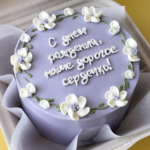 Бенто торт 500 гр. с цветочками «С днем рождения»
