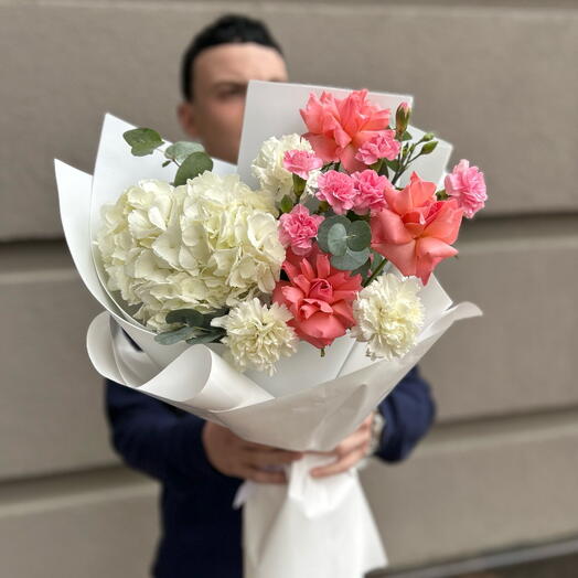 Букет «Розовый сорбет» 🍧💗🤍 воздушная гортензия словно облако ☁️ взрыв розовых цветов 🍓💕