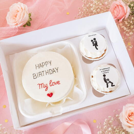 Бенто торт happy birthday my love с капкейками