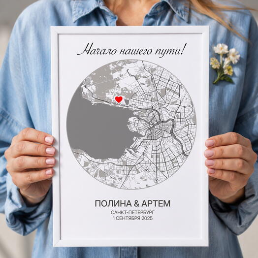 Подарок на годовщину свадьбы / отношений, Стиль Круг, А4 (21 × 29,7 см)