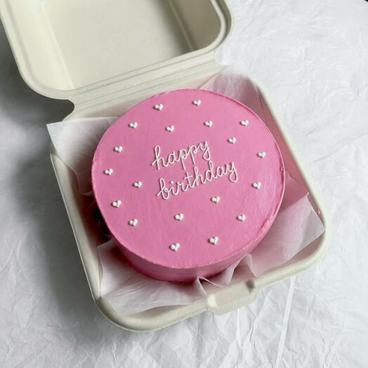Бенто торт «happy birthday» с сердечками на день рождения