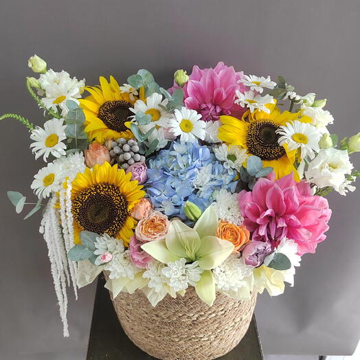 Корзина с подсолнухами 🌻