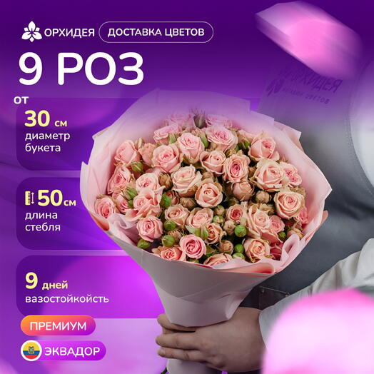 9 кустовых роз Вега