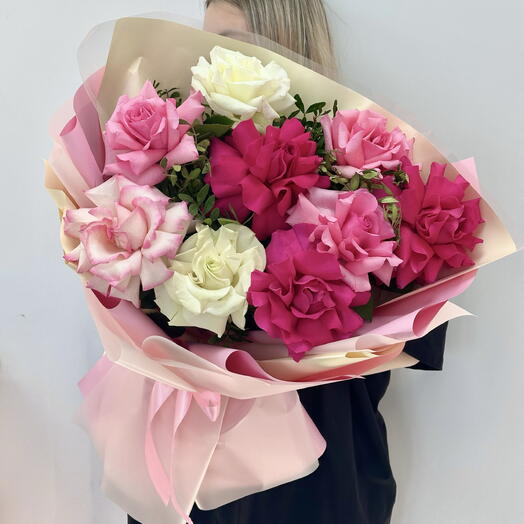 Большой букет французских роз «Французский Микс🌸»