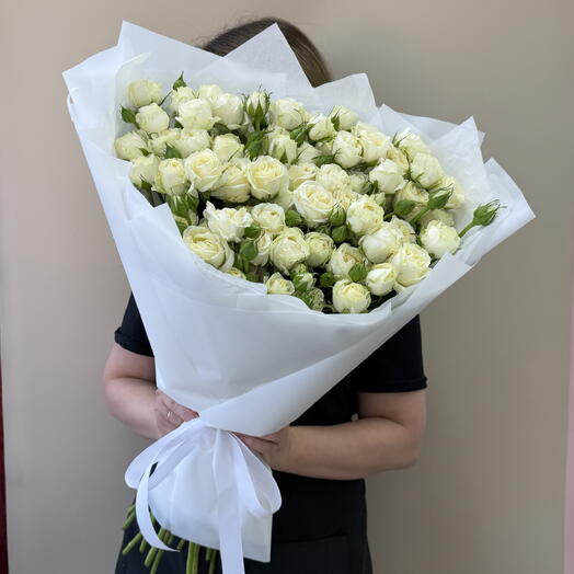 Белые кустовые розы, букет (17шт) 💐