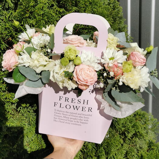 Сумочка нежно-розовая с бамбастиком🌸
