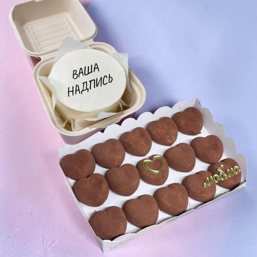 Комбо набор бенто торт и конфеты птичье молоко в какао папе, отцу, мужчине на день Отца, на день рождения