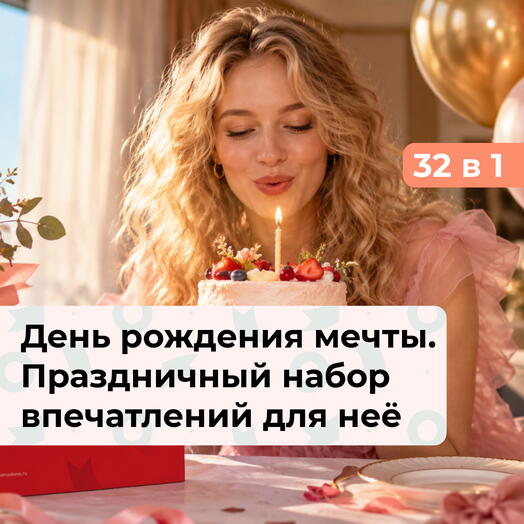 32 в 1 День рождения мечты. Премиальный подарочный набор на День рождения для девушки
