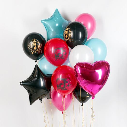 A large set of helium balloons "Star Tick Current" of 15 pieces