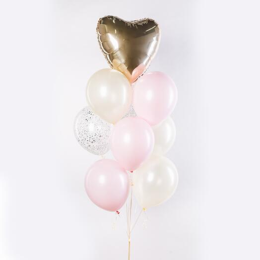Bouquet of delicate balloons with helium Vanilla syrup