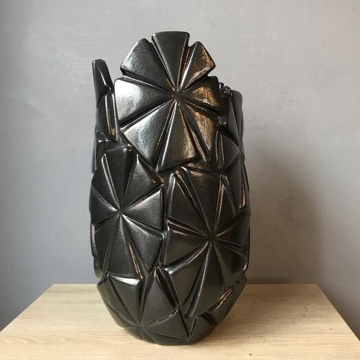 Elegant black ceramic vase