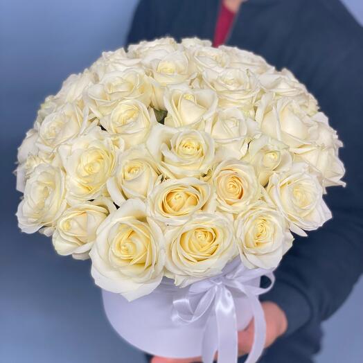 White roses in a box