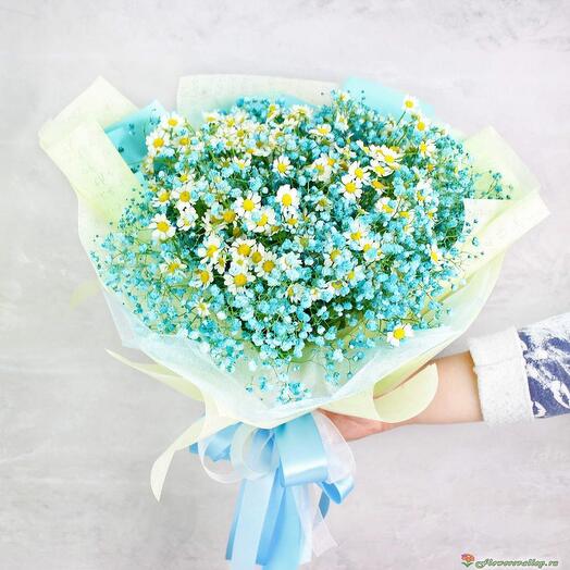 Ramo de gypsophila Celestial con margaritas