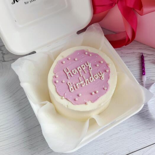 Бенто-торт сиреневый Happy birthday