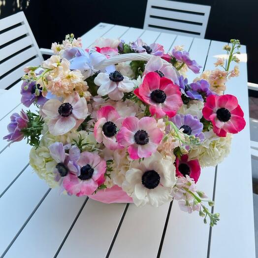 Basket with anemones