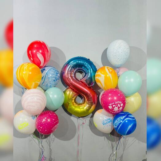 Globos de aire para cumpleaños 8 años 21 piezas