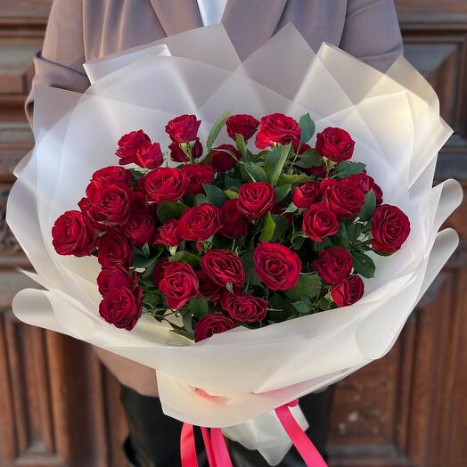 Mono bouquet 162 из 9 кустовых роз Red Trendsetter