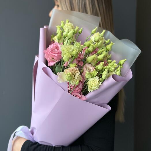 Пушистый розовый лизиантус счастье (7) в монобукете🌸