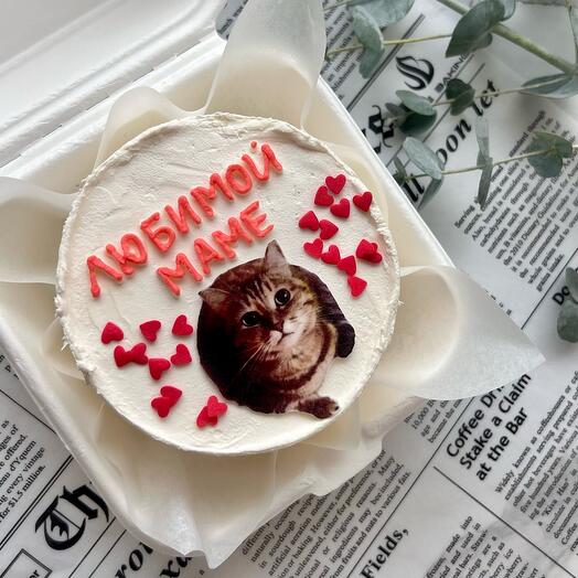 Бенто торт с кошкой «Любимой маме»