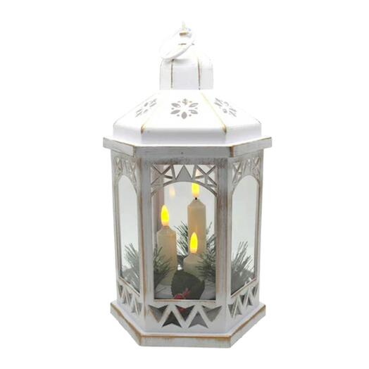 Hexagonal Christmas Lantern Lights with Triple Flickabrights Candles