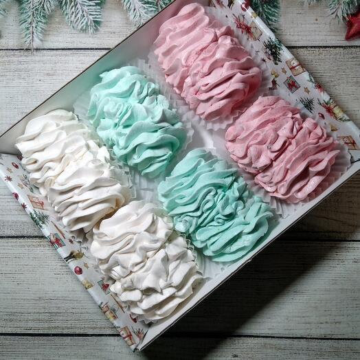 Зефир ручной работы 6 шт, ассорти 3 вкуса, подарок на Новый год