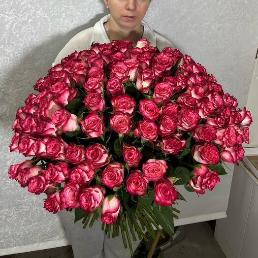 Розы 101 шт розовая