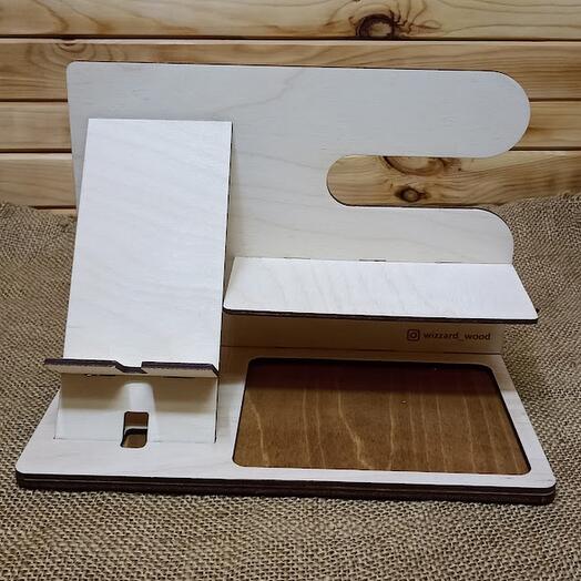 Настольный органайзер с подставкой под телефон, светлый