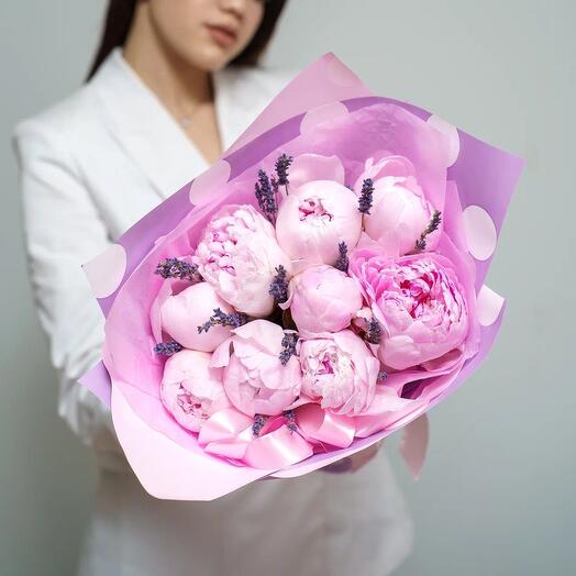 Peonies with lavender