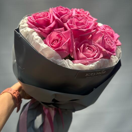 Монобукет из 9 роз "Аква"