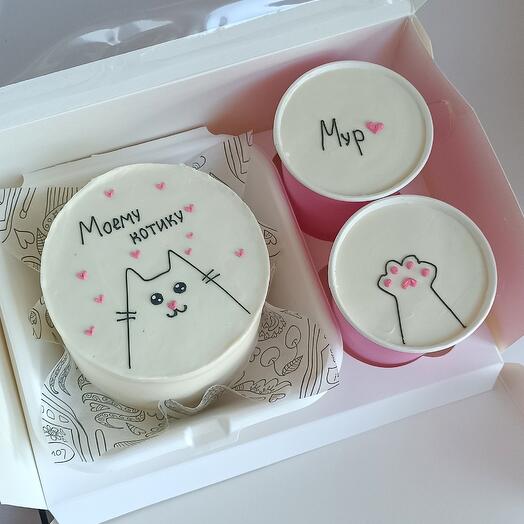 Бенто-торт и 2 трайфла "моему котику"