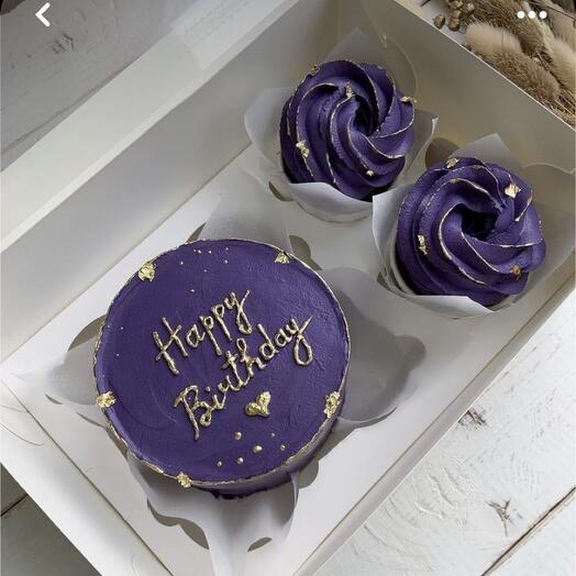 Сладкий набор «happy birthday» бенто + капкейки