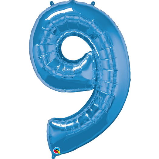 Blue Number Nine Helium Balloon -5338