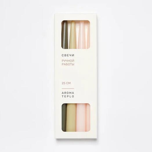 Свечи TAPER AROMATEPLO в наборе из 4 шт. 25 см микс 1 зелёный