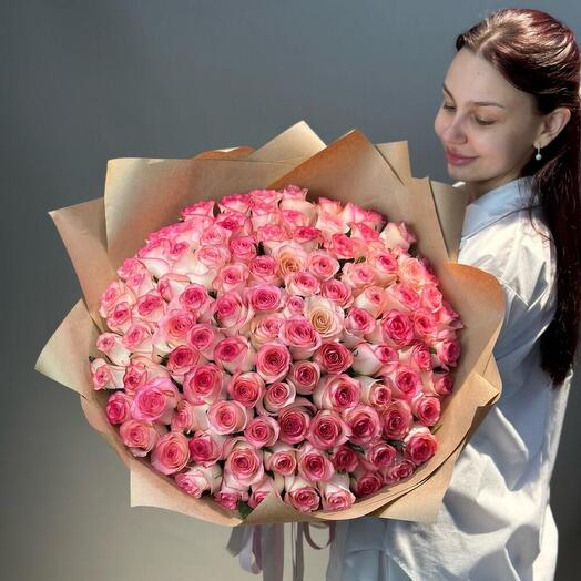 101 розовая Роза в Крафт