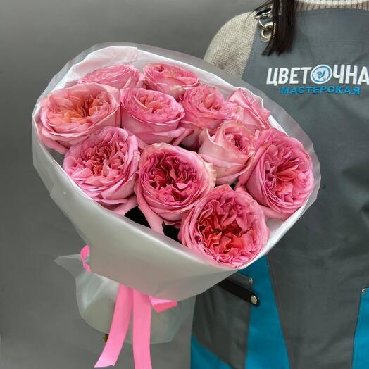 Mono bouquet of 11 peony-shaped pink roses - (art.MBPR-11)