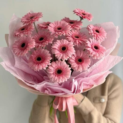 Букет «Ромашки» розовые герберы 🌸