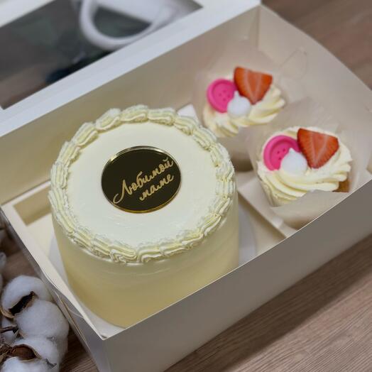 Набор бенто-торт MAXI+капкейки «любимой маме»