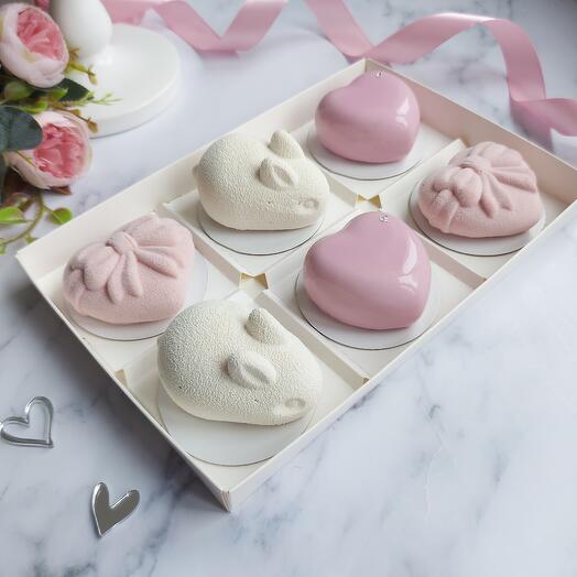 💖 Муссовые пирожные Ассорти форм и вкусов(клубника-малина, вишня-шоколад, сникерс) Для любимой девушки, мамы, дочки, подруги