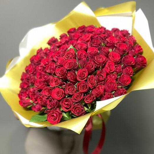 Алые розы. 101 шт