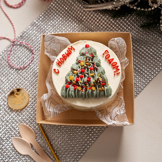 Новогодний бенто торт с елочкой на Новый год подруге, сестре, маме, любимой, любимому