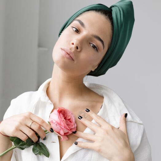 Тюрбан для сушки волос из шелка тутового шелкопряда и микрофибры - Marina del Rey - Подарок, которого она ещё не получала