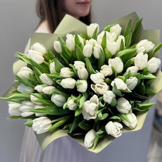 59 Тюльпан белый букет из тюльпанов