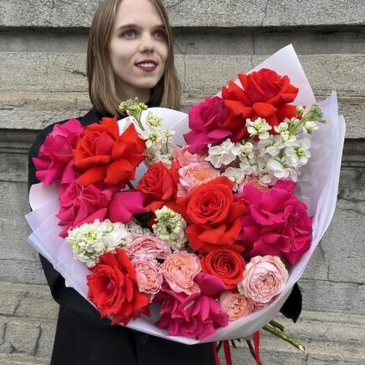 Авторский большой букет с французской розой (172)
