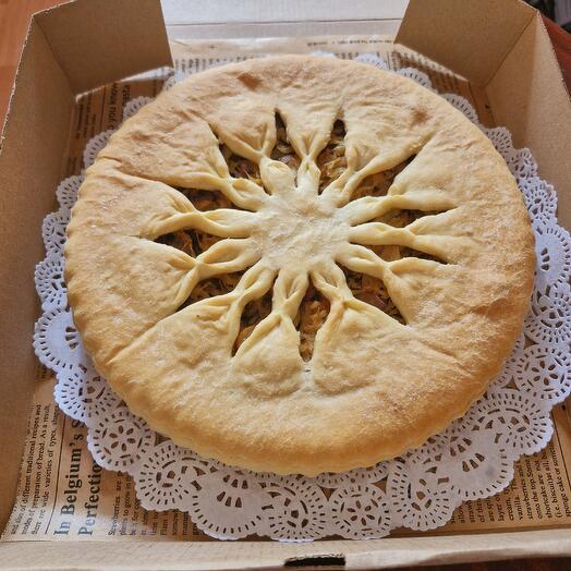 Пирог постный с капустой и грибами