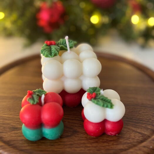 Festive Christmas Trio: Bubble Candles in Holiday Scents